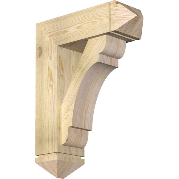 Ekena Millwork Olympic Arts and Crafts Rough Sawn Bracket w/ Offset Brace, Douglas Fir, 8"W x 24"D x 32"H BKT0806X24X32OLY03RDF - main